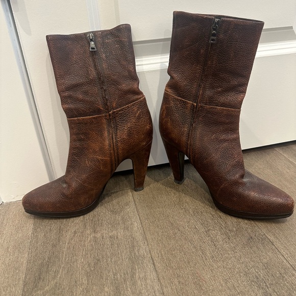 PRADA Pebbled Leather Platform Heeled Boot ($1395 Retail) - Picture 7 of 7